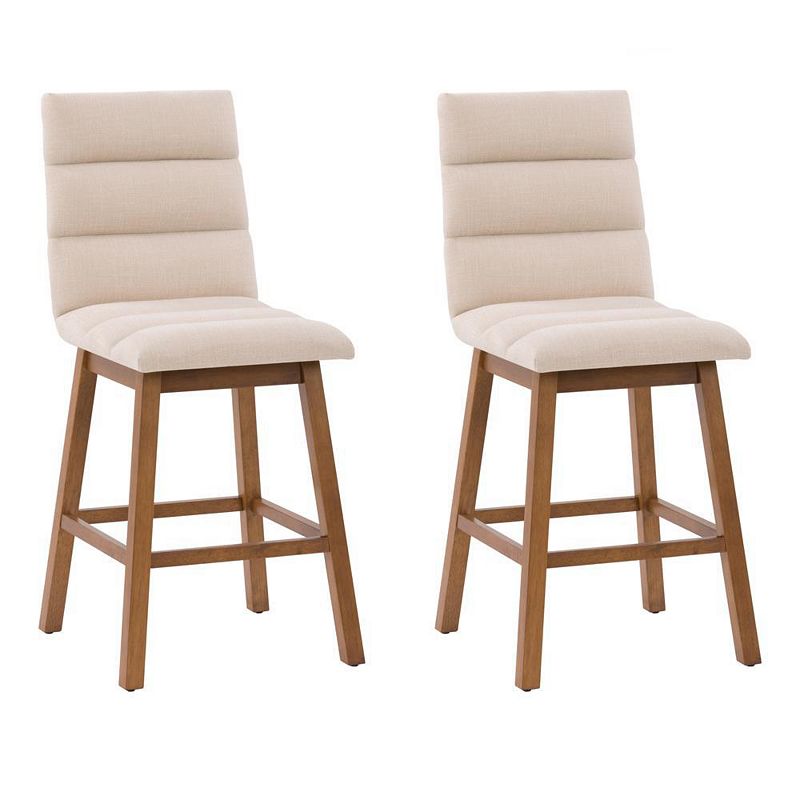 CorLiving Boston Channel Tufted Fabric Barstool Set of 2