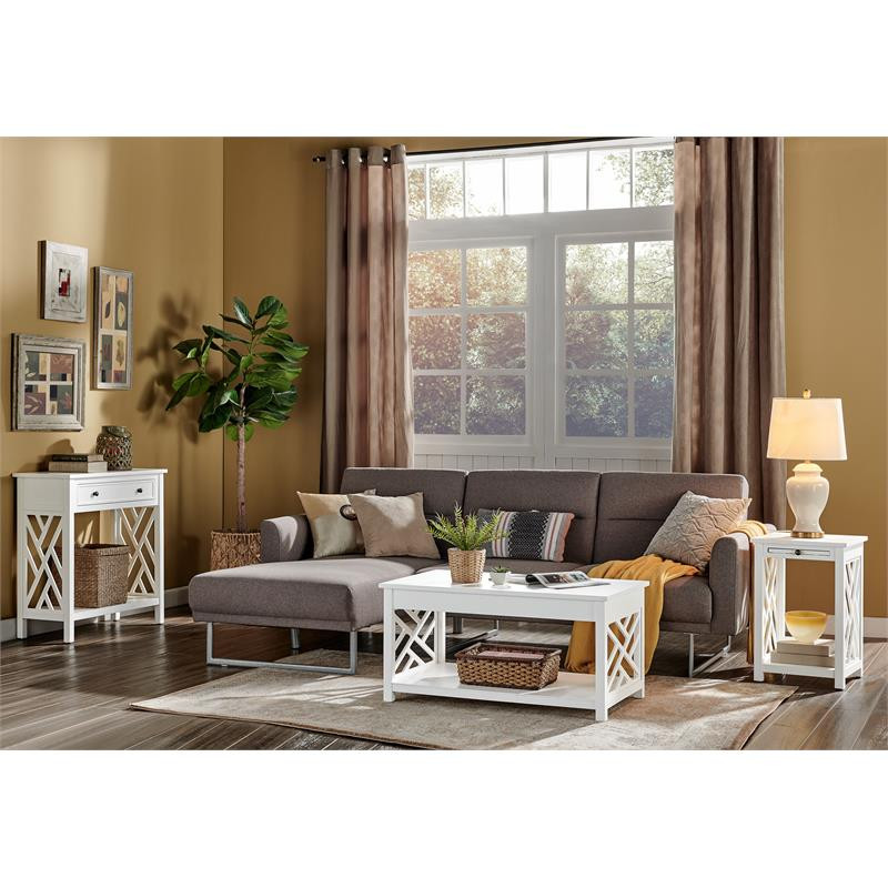 Coventry 36 in. Wood Coffee Table/End Table with Tray and Console Table   White   Transitional   Coffee Table Sets   by Homesquare  Houzz