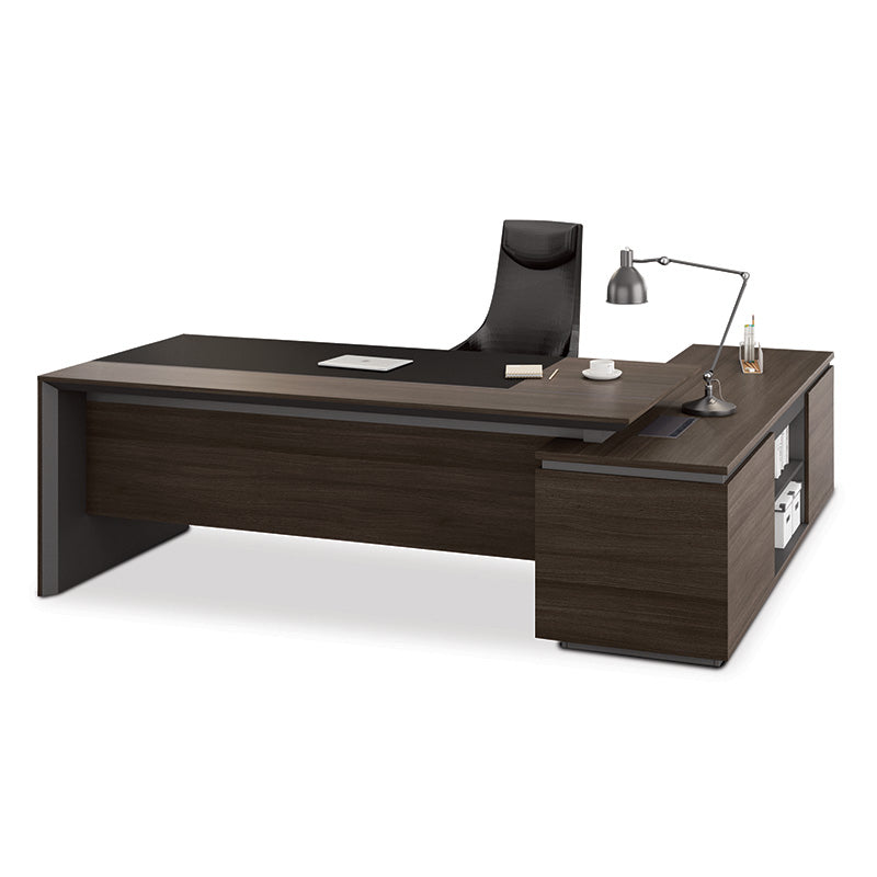 Carter Executive Office Desk with Left Return 2.2M - Coffee & Charcoal