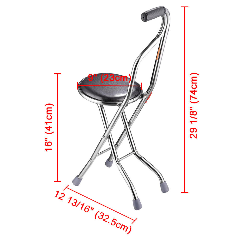 Yescom Medical Folding Walking Cane w/ Seat Lightweight Stool