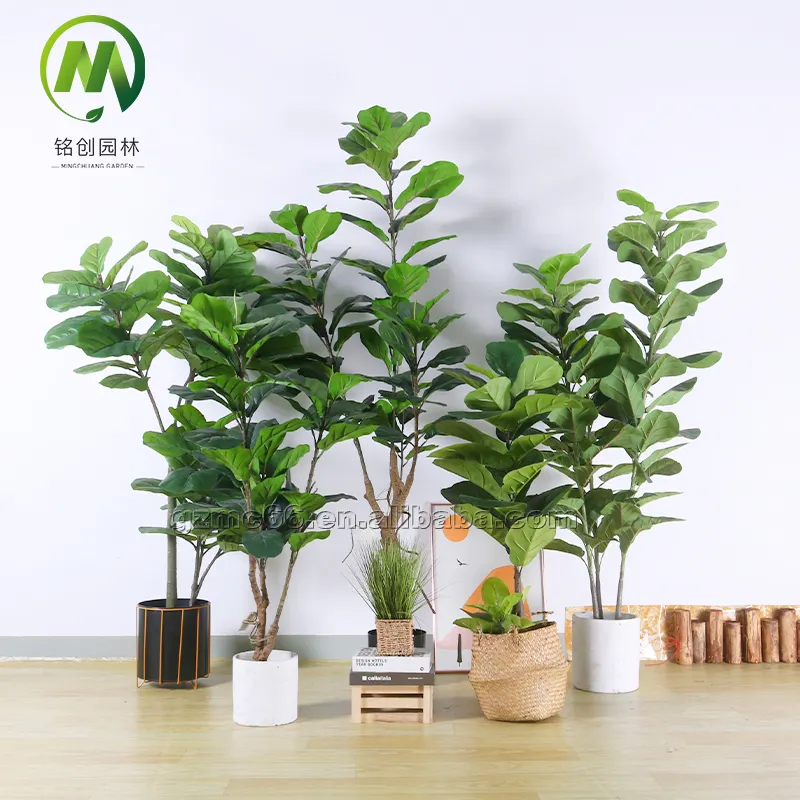 Artificial plants Fiddle Leaf Fig tree Plastic ficus banyan trees garden supplies for indoor outdoor decoration factory price