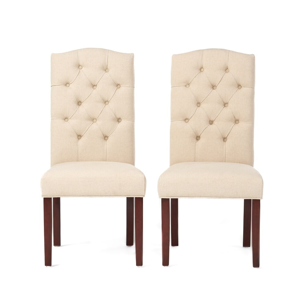 Crown Top Ivory Linen Dining Chair (Set of 2) by Christopher Knight Home