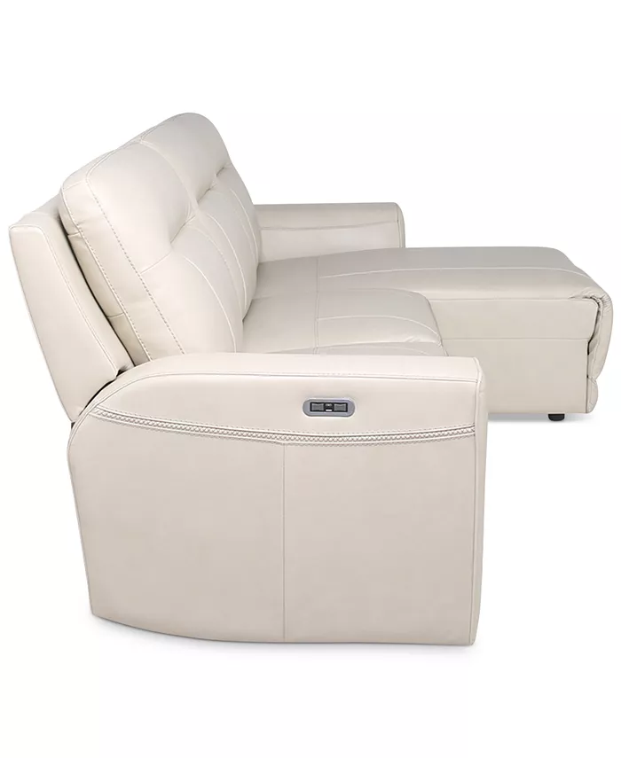 Macy's CLOSEOUT! Blairemoore 3-Pc. Leather Sofa with Power Chaise and 2 Power Recliners