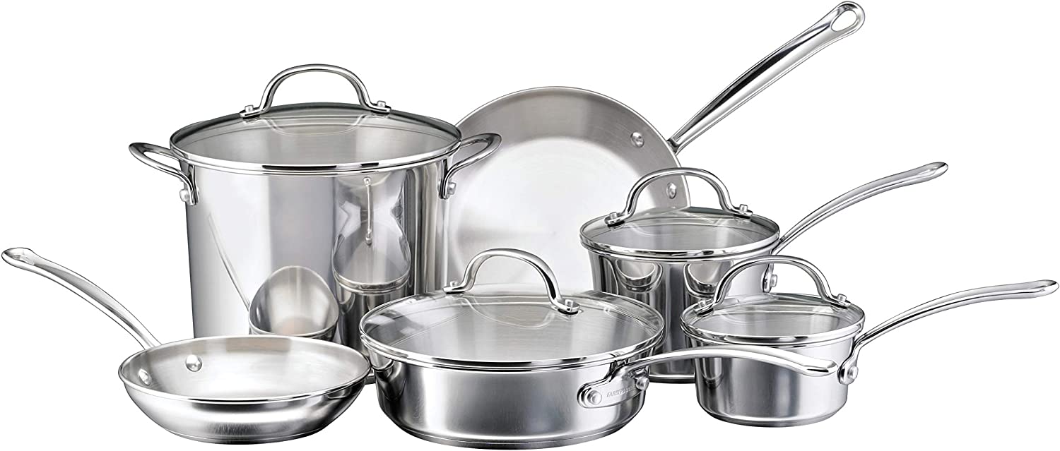 Farberware Millennium Stainless Steel Cookware Pots and Pans Set， 10 Piece