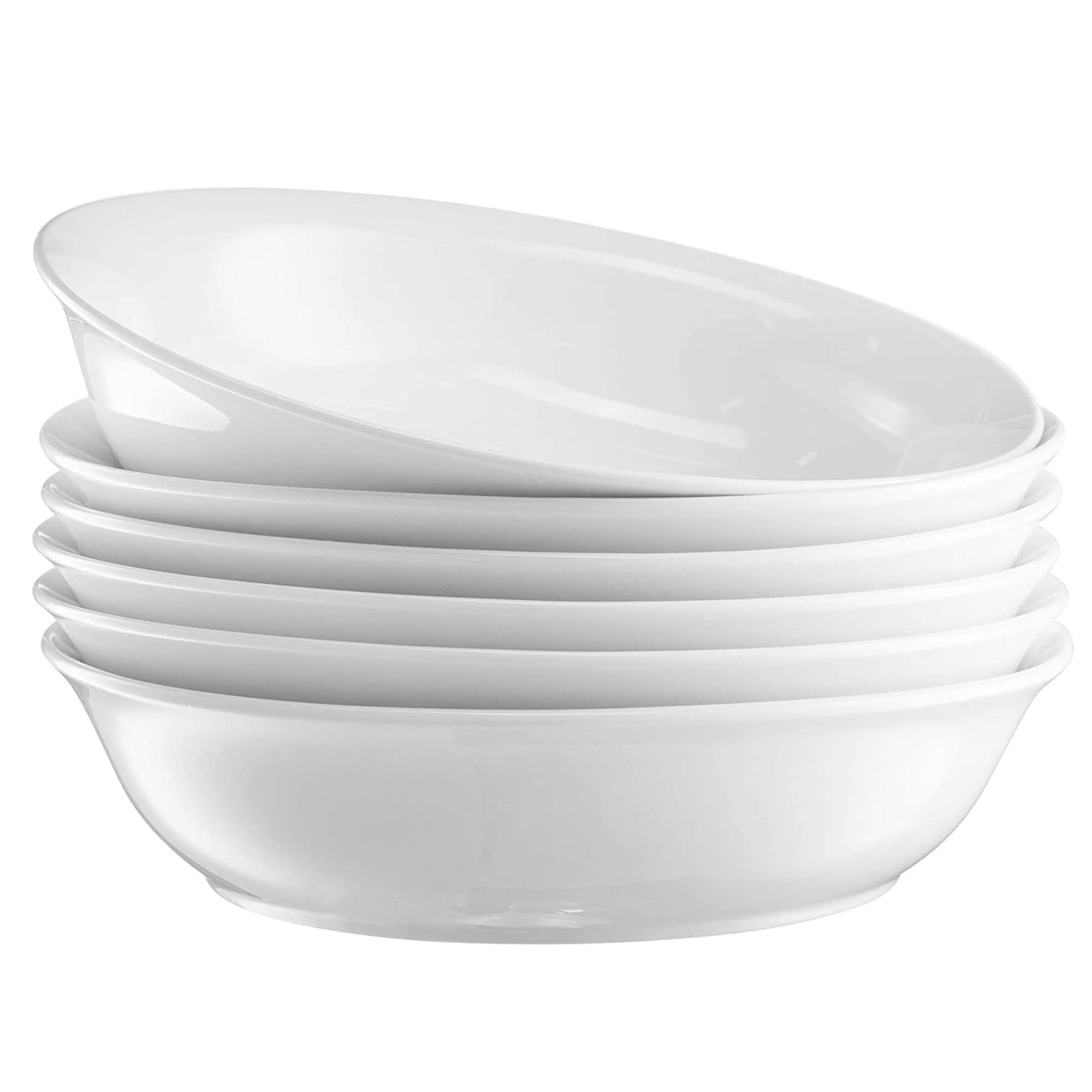 Kook 6-Pc Porcelain Ceramic Pasta Bowl Set 39 Oz Stoneware Serving Bowls for Kitchen