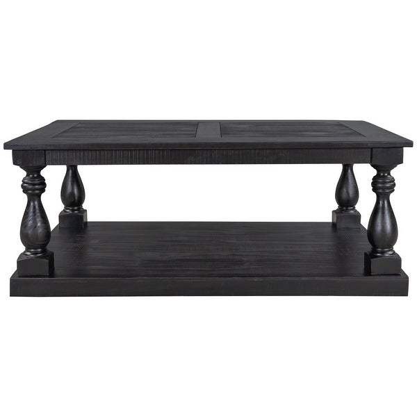 Merax Rustic Floor Shelf Coffee Table with Storage