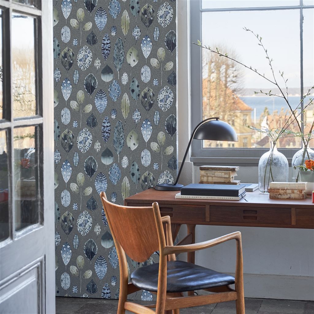 Tulsi Wallpaper in Zinc from the Zardozi Collection by Designers Guild