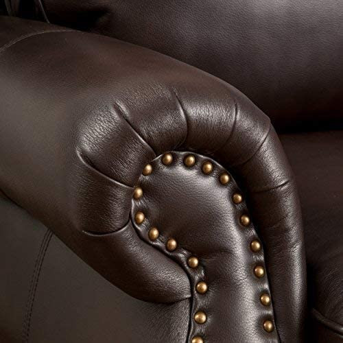 Traditional Recliner  Push Back Mechanism With Faux Leather Seat  Dark Brown   Transitional   Recliner Chairs   by Declusia  Houzz