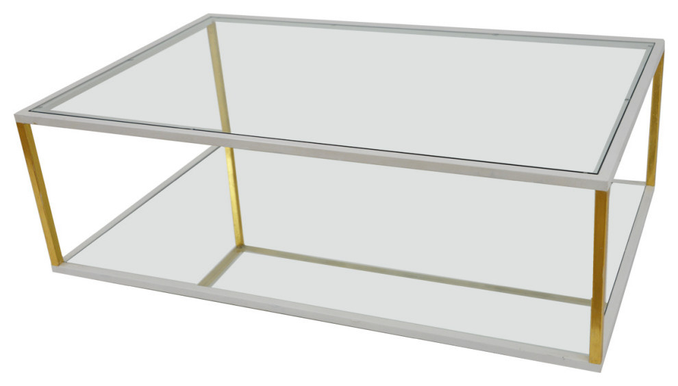 Dakota White  ampGold Rectangle Coffee Table   Contemporary   Coffee Tables   by Virgil Stanis Design  Houzz