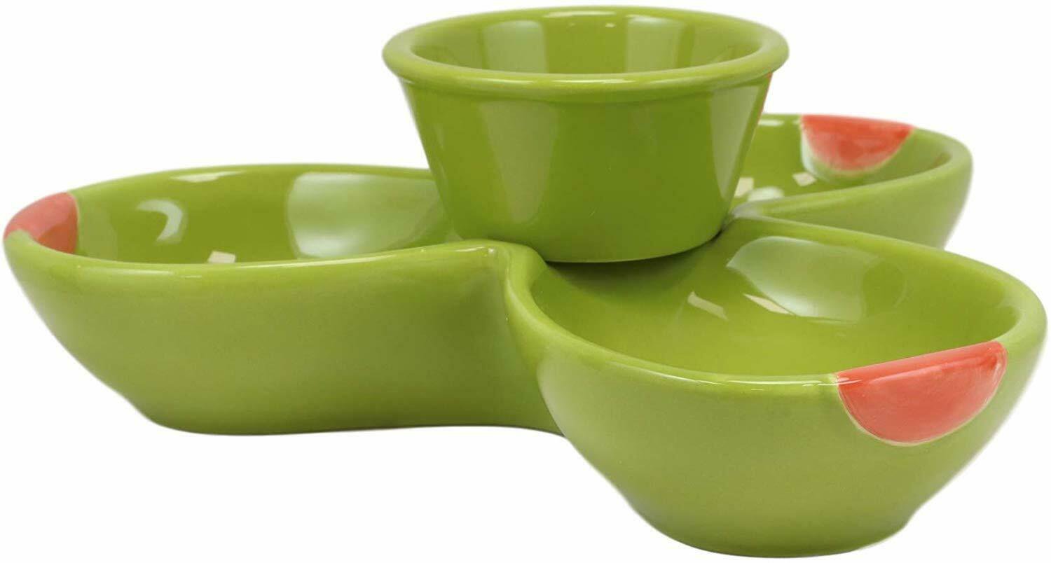 1 (8L) Gourmet Kitchen Ceramic Olive Halves Tidbit and Sauce Serving Bowl Dish Plate EBR02