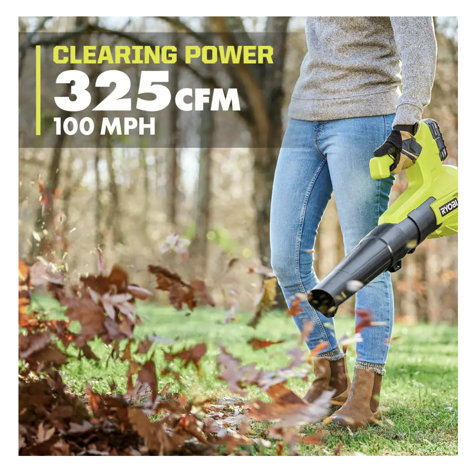 Ryobi ONE+ 18V 100 MPH 325 CFM Cordless Battery Variable Speed Jet Fan Leaf Blower (Tool Only)