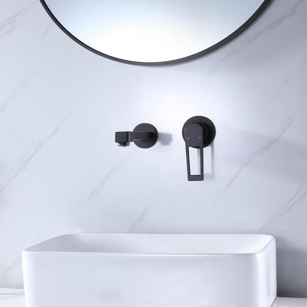 Hlihome Single-Handle Wall Mounted Bathroom Faucet in Matte Black RBDK-0894-MB