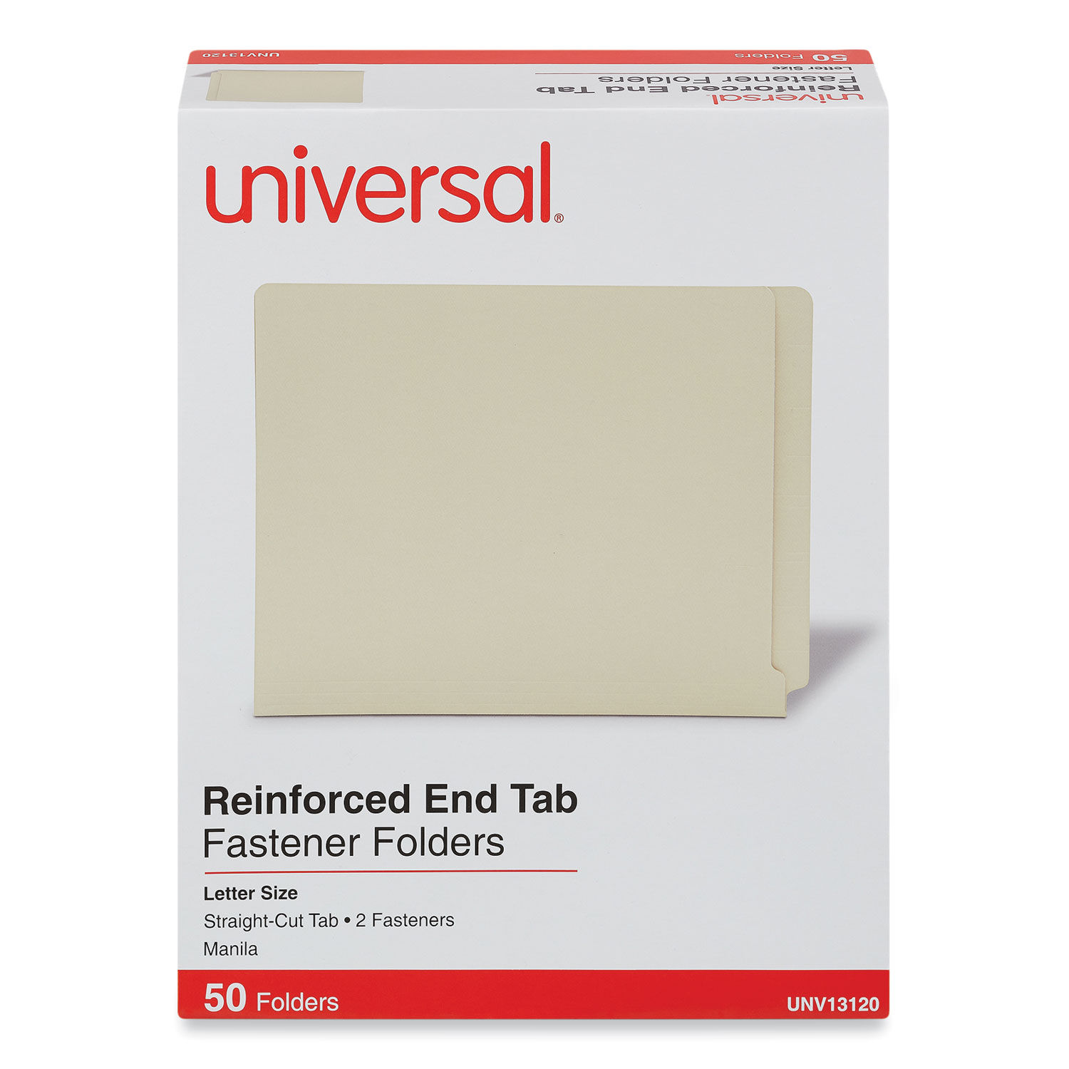 Reinforced End Tab Fastener Folders by Universalandreg; UNV13120