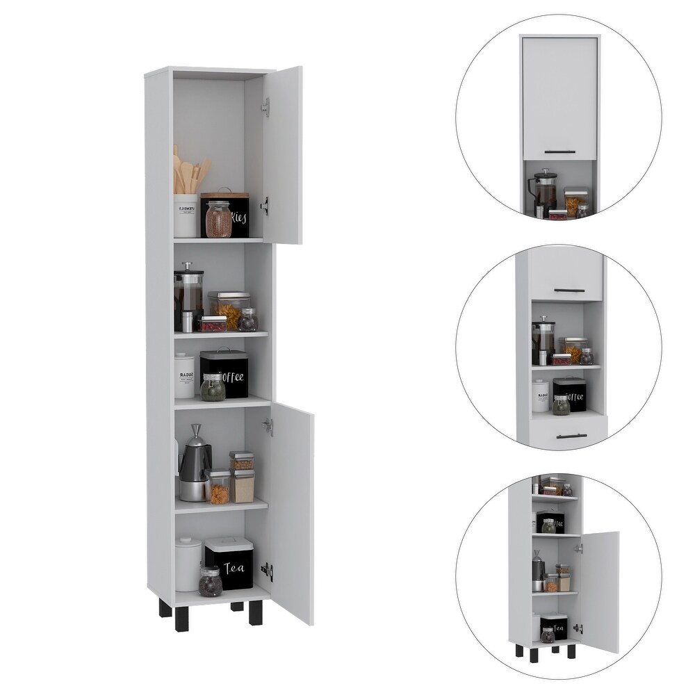 FM Furniture Sheffield 2 Door Pantry Cabinet  with Two 2 Cabinet Spaces and Two Open Shelves