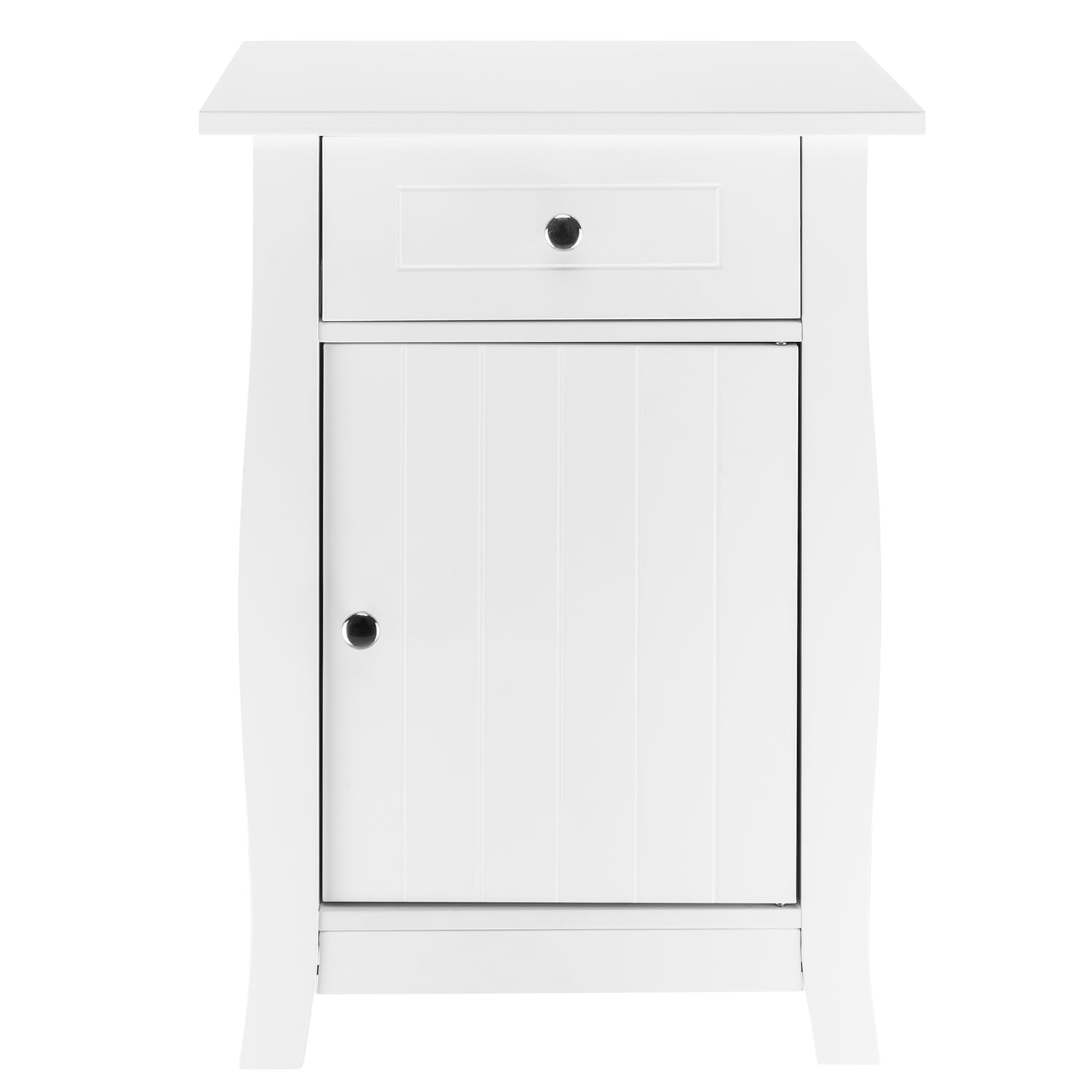 Ktaxon Single Door Bedside Cabinet with A Drawer,White