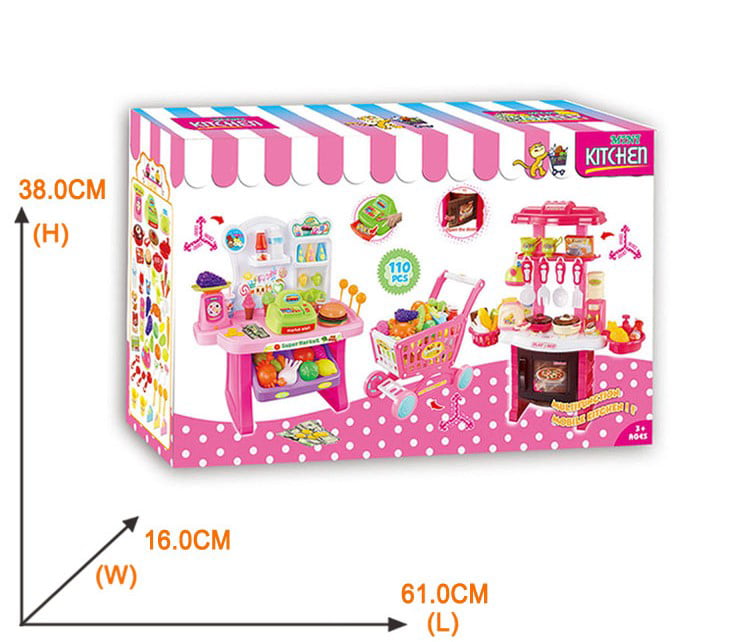 Mundo Toys 110 Piece Kitchen Set for Kids with Mini Supermarket for Girls