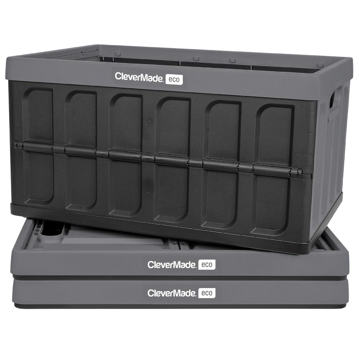 CleverMade Eco Collapsible Storage Bins 12 Gal Stone Grey 3 Pack  Crowdfused