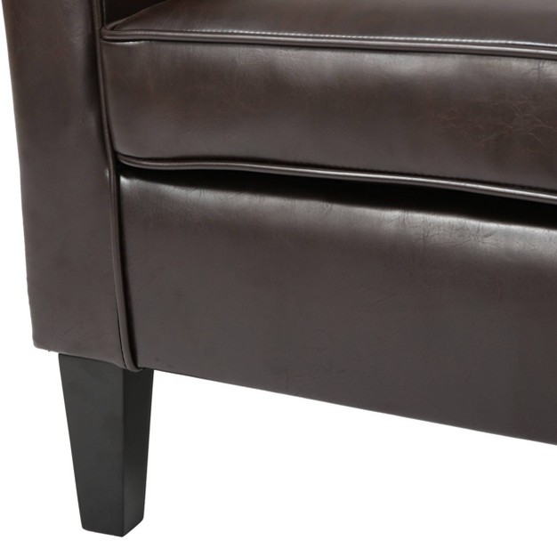 Aiden Bonded Leather Club Chair Brown Christopher Knight Home