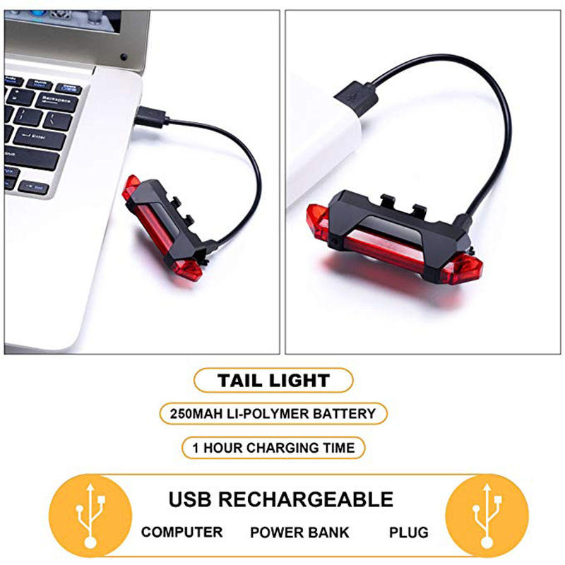 FY fashion Bike Bicycle light Rechargeable LED Taillight USB Rear Tail Safety Warning Cycling light Portable Flash Light Bright