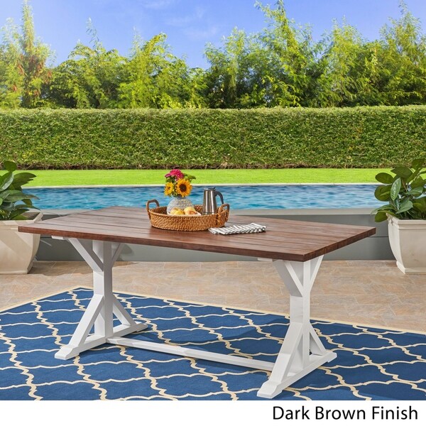 Cassia Outdoor Rustic Farmhouse Acacia Wood Dining Table by Christopher Knight Home