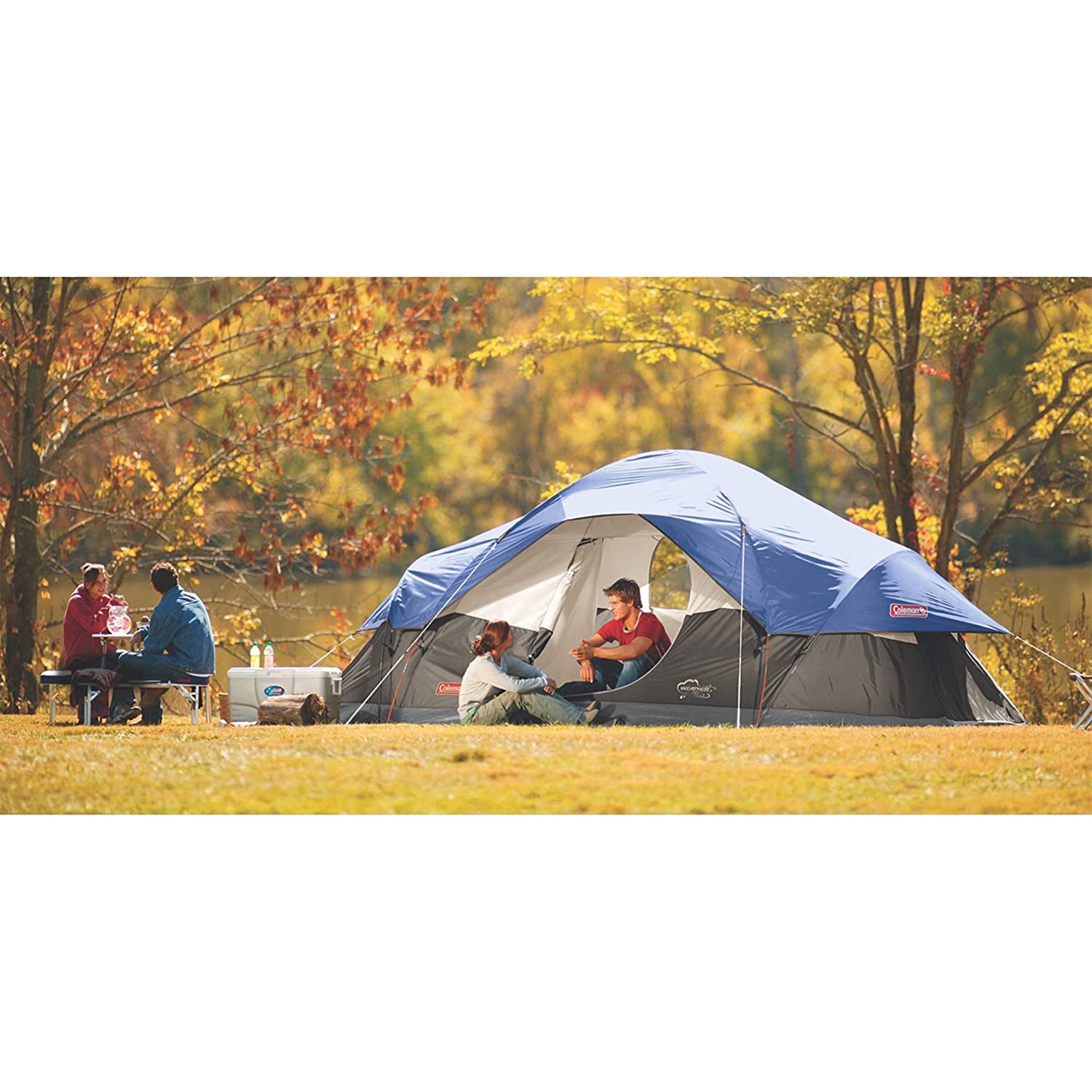 Coleman Red Canyon 8 Person 17 x 10 Foot Outdoor Family Camping Tent， Blue