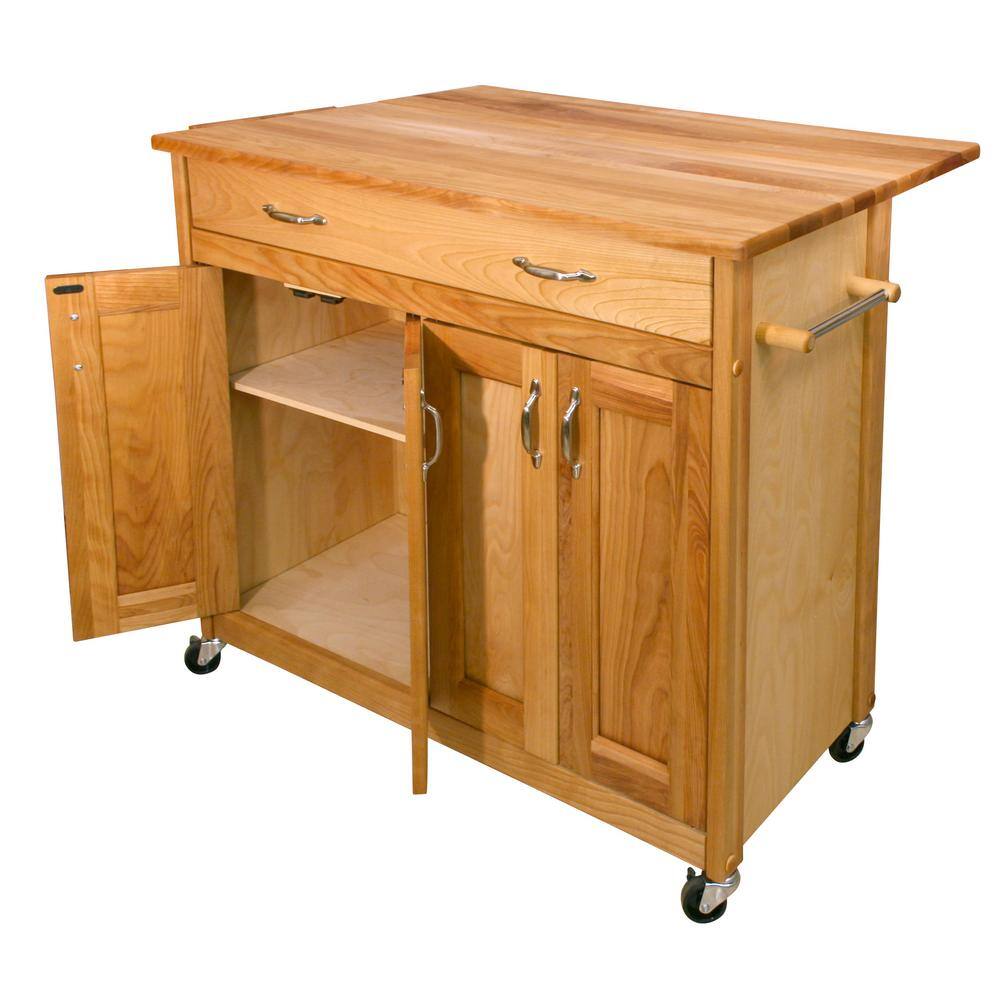 Catskill Craftsmen Natural Wood Kitchen Cart with Drop Leaf 51538