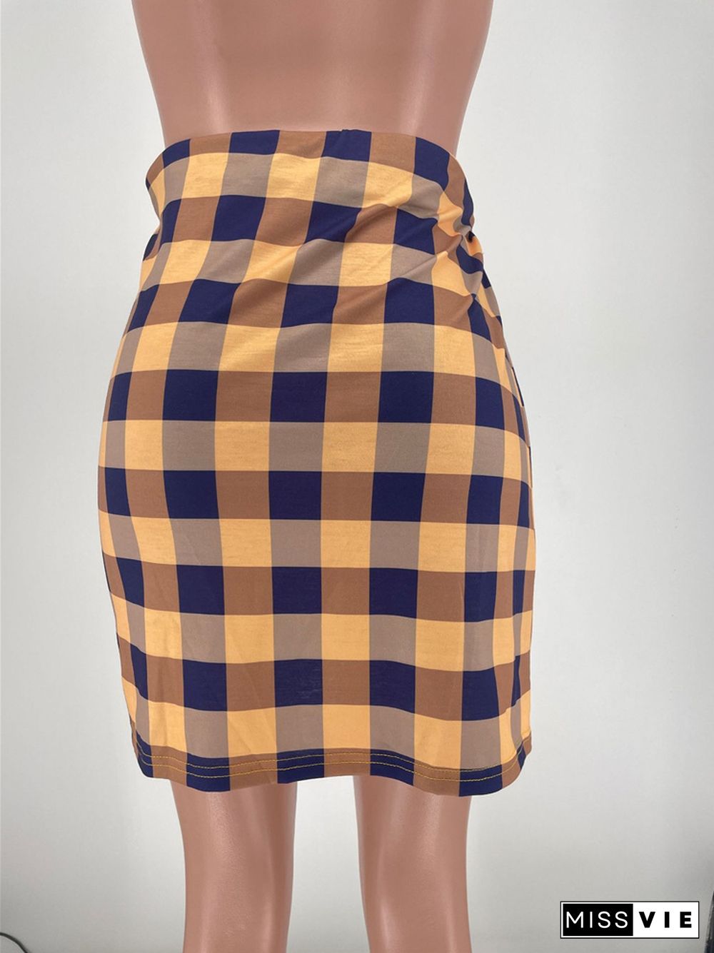 Streetwear Plaid Irregular High Waist Lace Up Skirt