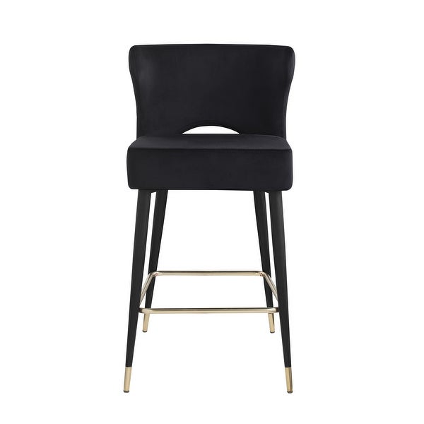 Set of 2 Contemporary Velvet Upholstered Stool with Metal Legs