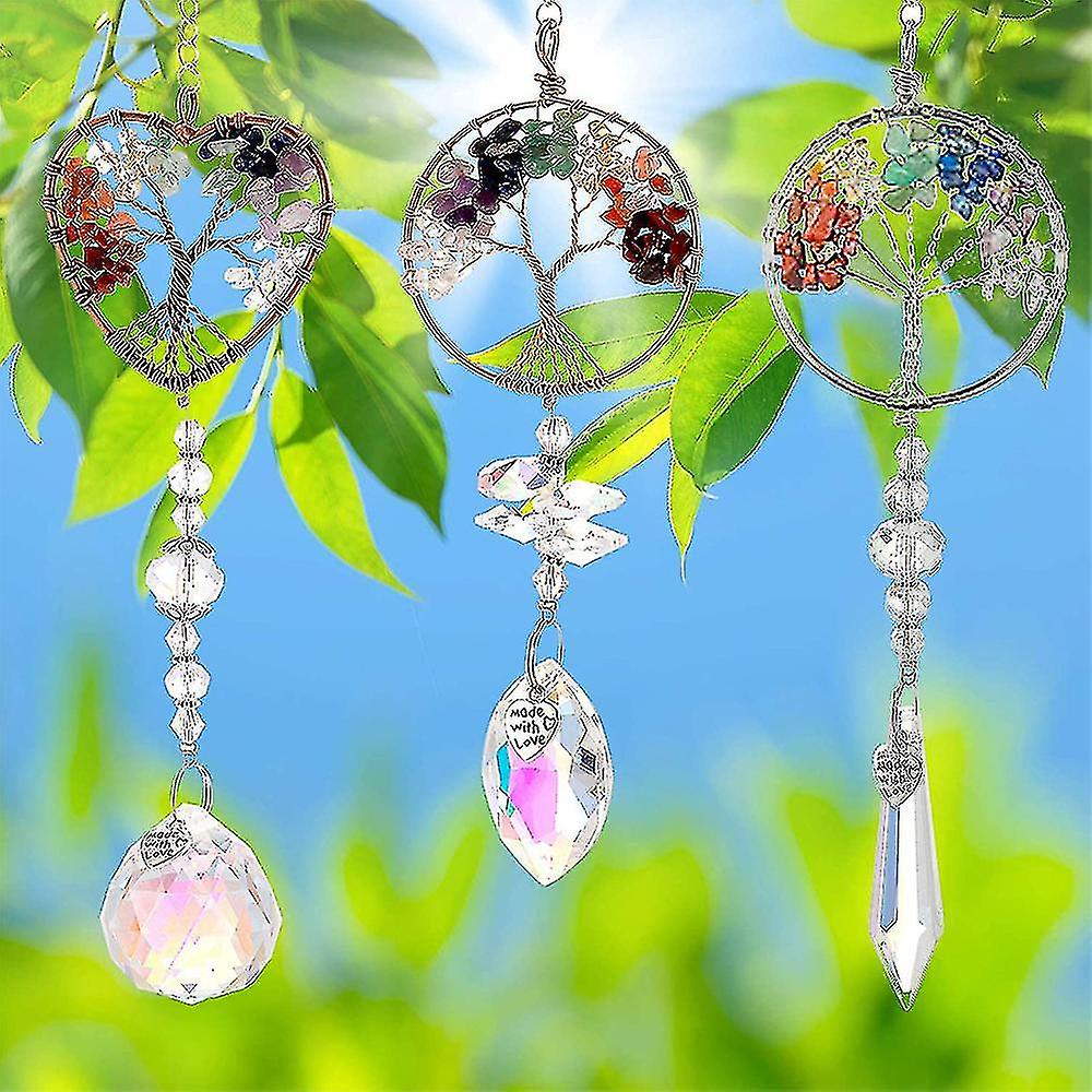 3 Packs Hanging Crystals - Crystal Pendant Rainbow Crystal Ornament Crystal Ball Prism Chakra Crystals For Window， Garden， Home Decoration