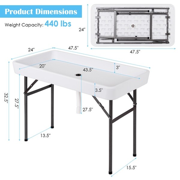 4 ft Ice Cooler Table Foldable Cold Food Keeper with Matching Skirt