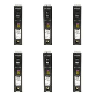 Square D Homeline 15 Amp Single-Pole Plug-On Neutral Dual Function (CAFCI and GFCI) Circuit Breaker (6-Pack) HOM115PDFC6