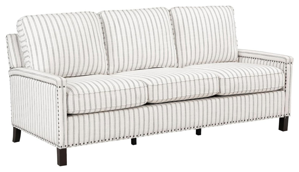 Traditional Sofa  Comfortable Beige Seat With Gray Striped Pattern   Traditional   Sofas   by Decor Love  Houzz