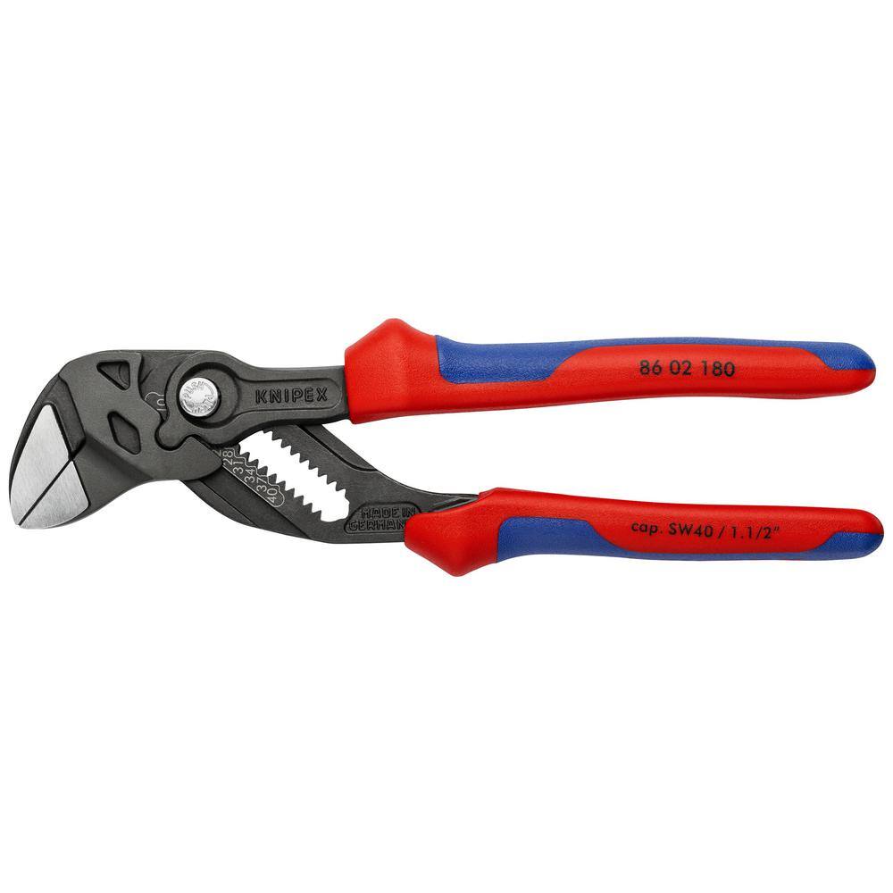 KNIPEX 7-14 in. Pliers Wrench with Comfort Grip Handles in Black 86 02 180