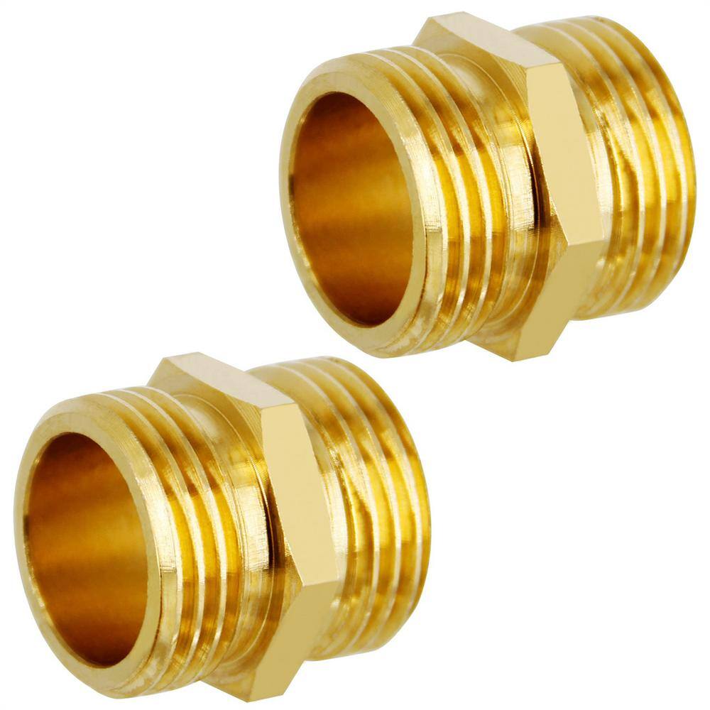 Dyiom 34 in. Heavy-Duty Brass Garden Hose Connector with Dual Swivel for Female Hose to Female Hose ( 2-Pack ) B08SC3J9K3