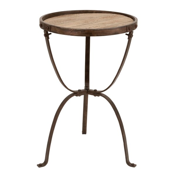 Brown Iron Industrial Accent Table 27 x 18 x 18