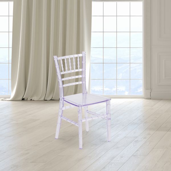 HERCULES Child's Transparent Crystal Resin Party and Event Chiavari Chair for Commercial and Residential Use