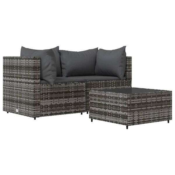 vidaXL Patio Lounge Set with Cushions Brown/Black/Gray Poly Rattan