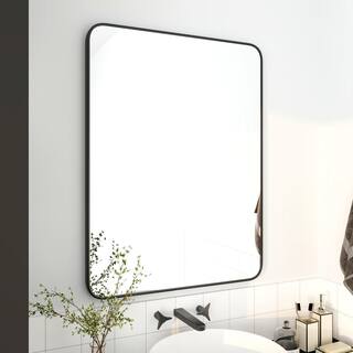 ARTCHIRLY 24 in. W x 32 in. H Rectangular Metal Framed Wall Bathroom Vanity Mirror in Matte Black BMC0032432MB