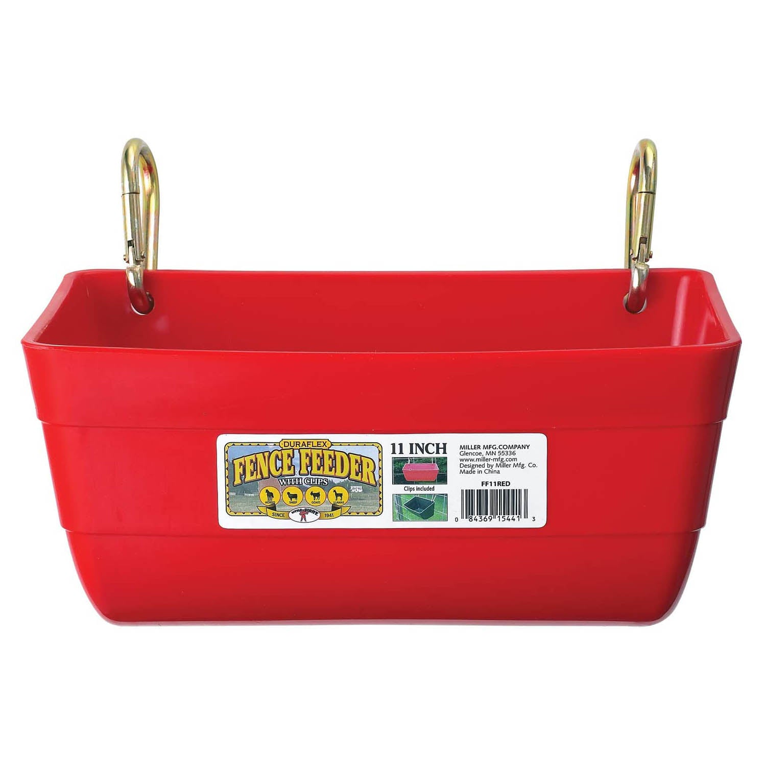 Little Giant 4.5 Quart Heavy Duty Feed Trough Bucket Fence Feeder， Red (2 Pack)