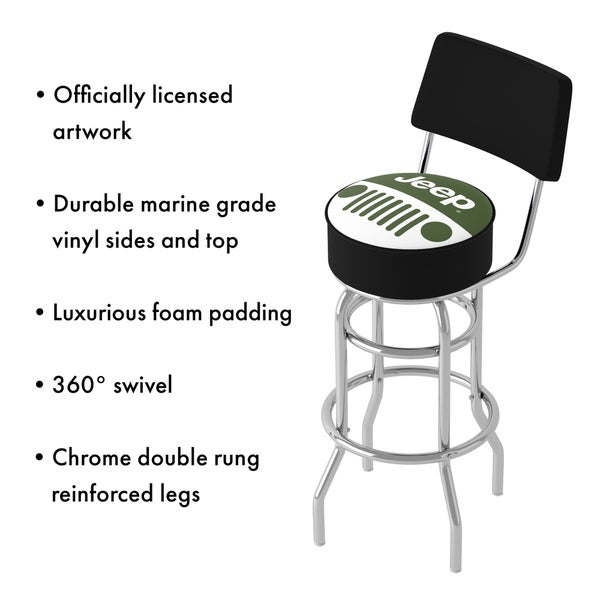 Jeep Grille 2 360 Degree Swivel Barstool with Foam Padded Seat And Back - 20 x 20 x 31