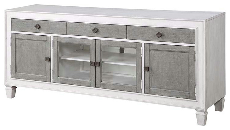 Acme Katia TV Stand Rustic Gray and White Finish   French Country   Entertainment Centers And Tv Stands   by VirVentures  Houzz