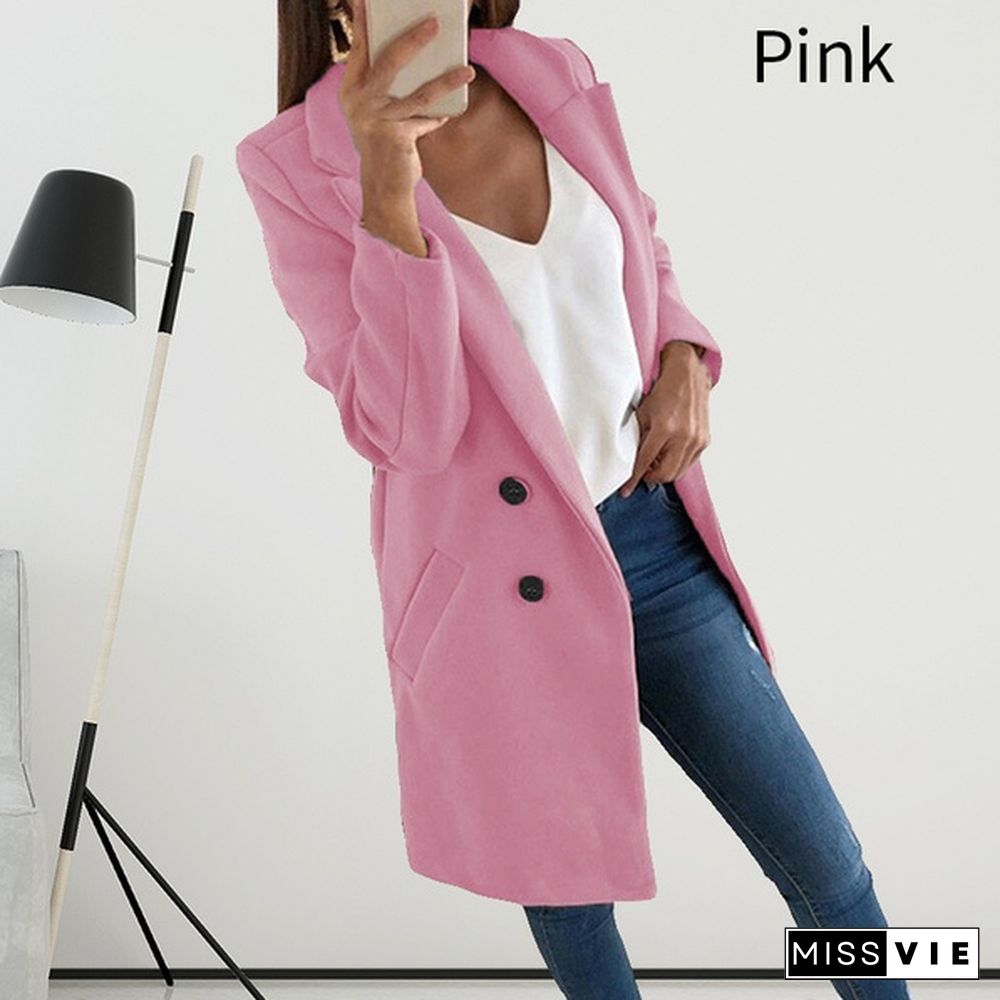 Winter and Autumn Woman Long Wool Coat Solid Color Elegant Blend Coats Slim Fashion Female Long Coat Outerwear Jackets Plus Size S-5XL