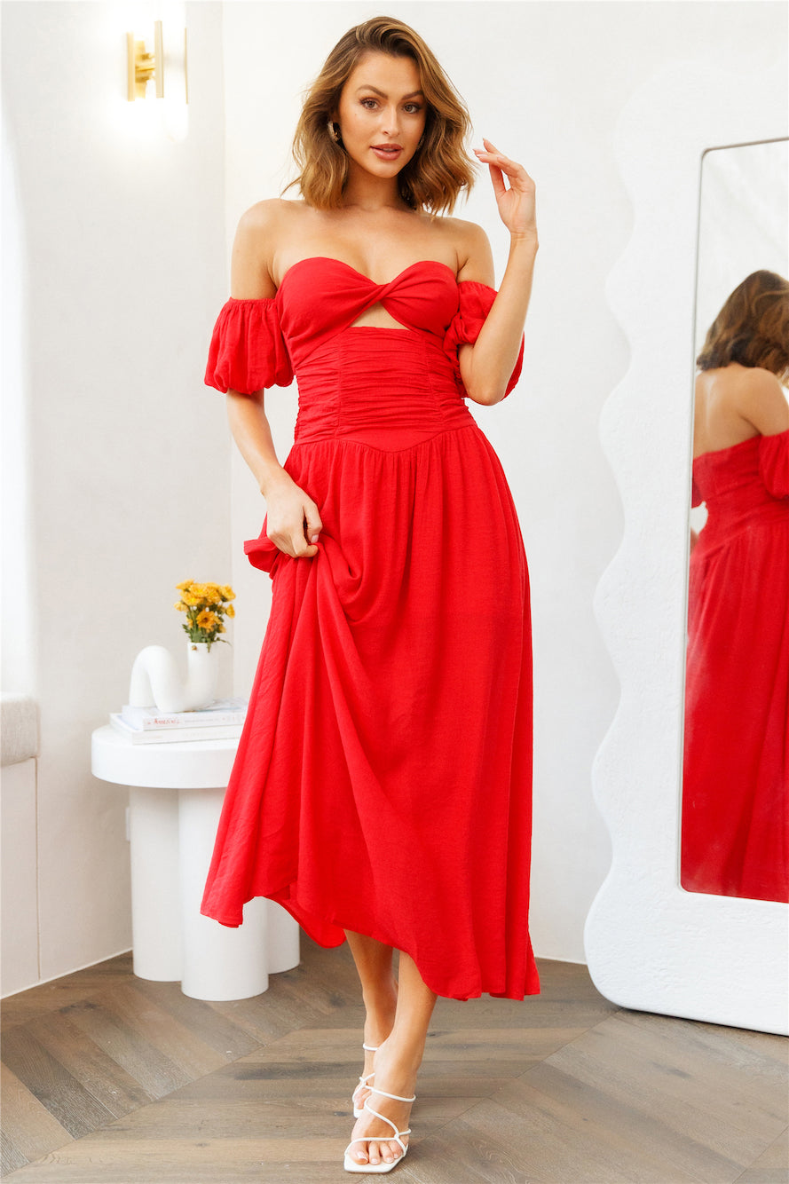 Nightly Dates Midi Dress Red