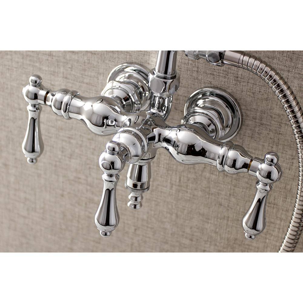 Kingston Brass Vintage 3-38 in. Center 3-Handle Claw Foot Tub Faucet with Handshower in Chrome HAE20T1