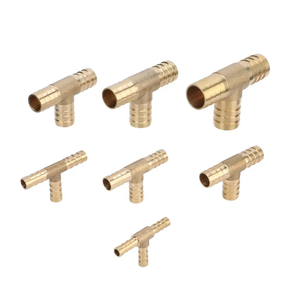 T Shape Brass Barbed Hose Fitting 3 Way Brass Joint 6/8/10/12/14/16/19mm Quick Tee Connector