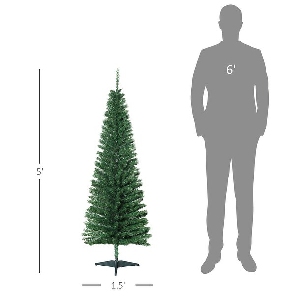 HOMCOM 5' Unlit Artificial Pencil Christmas Tree，Slim Xmas Tree with Foldable Metal Stand