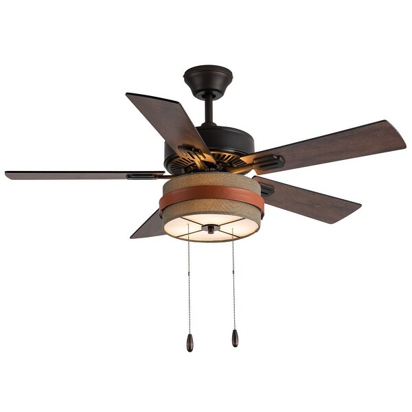 Aeris River of Goods Tan Oil-Rubbed Bronze and Metal Fabric Ceiling Fan with Light - 42