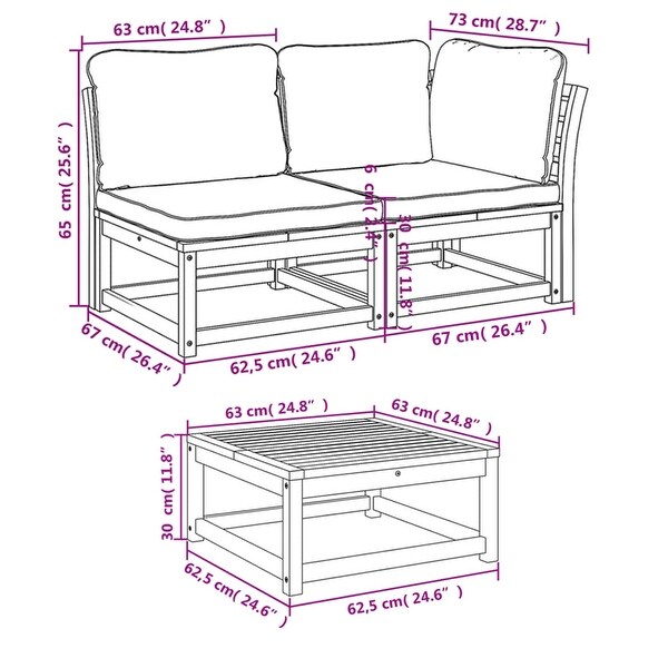 vidaXL Patio Sofa with Cushions 2Seater Outdoor Loveseat Solid Wood Acacia