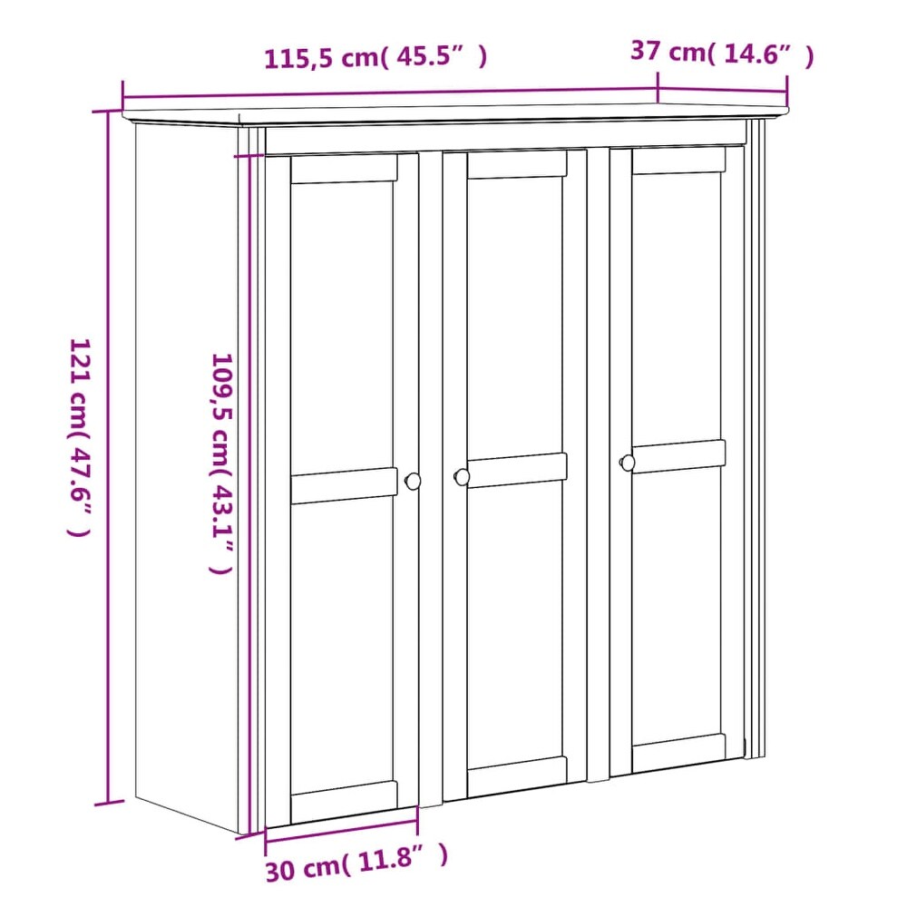 vidaXL Cabinet with Glass Doors BODO White Solid Wood Pine   45.5\