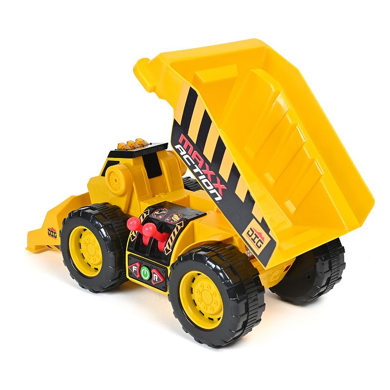 Maxx Action 2-N-1 Dig Rig �C Dump Truck and Front End Loader with Lights， Sounds and Motorized Drive